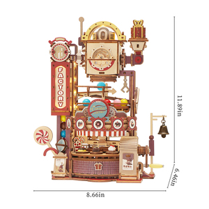 <span class=keywords><strong>Robotime</strong></span> <span class=keywords><strong>Rokr</strong></span> juguetes de ensamblaje hechos a mano LGA02 Chocolate Factory Marble Run 3D DIY rompecabezas de madera para adultos - Product Image 3