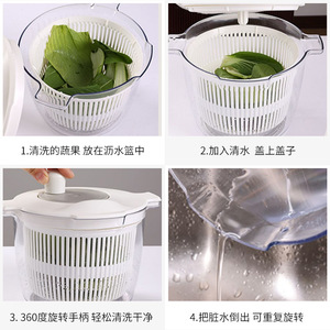 Escurridor de Ensaladas de Plástico con Manivela, Cesta para Lavar Verduras, Apto para Lavavajillas, Hecho en Japón - Product Image 4