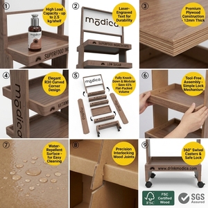 Expositor de Cerveza de Madera Ligero, Estante Apilable de 5 Niveles para Latas, Estantería para Licorería, Logotipo Personalizado OEM para Supermercado, Pub, Bar - Product Image 5