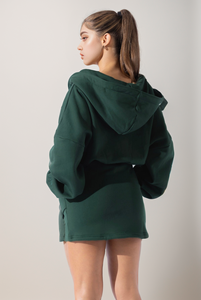 เสื้อแขนยาวมีฮู้ดสำหรับผู้หญิงสีเดียวกันมีซิปสีเขียวเข้มลำลองใหม่ฤดูใบไม้ร่วงและฤดูห<span class=keywords><strong>น</strong></span>าว - Product Image 5