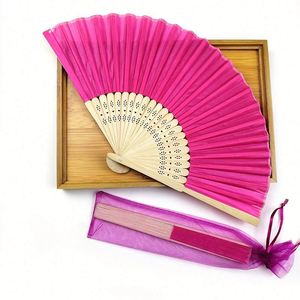 Abanico de Papel de Seda Blanco con Logotipo Personalizado, Abanico de Mano de Bambú Portátil, Recuerdo de Boda Tallado, Regalo de Boda Personalizado - Product Image 1