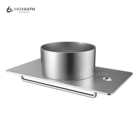 Lavabo Rectangular de Acero Inoxidable para Baño, Unidad Colgante de Pared con Orificio para Grifo y Toallero 450x240mm