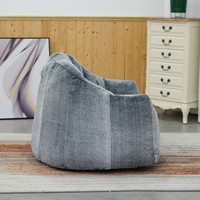 Fauteuil poire moderne en tissu fausse fourrure imprimé, garni de mousse à mémoire de forme déchiquetée, avec housse amovible et soutien orthopédique, vente en gros