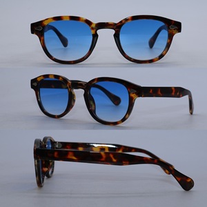 Listo para Enviar, Nuevo Modelo, Gafas de Sol Unisex Clásicas Vintage Retro, Color Caramelo, Montura Redonda Azul, Gafas de Sol con Logotipo Personalizado - Product Image 5