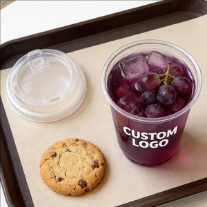 Gobelets en plastique personnalisés Starlight 6oz 24oz à paroi simple 90mm avec fond arrondi, impression UV pour les boutiques de café et de jus - Product Image 1