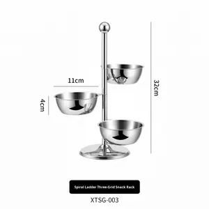 จานผลไม้สแตนเลสหลายชั้นแบบมินิมอล ชั้นวางขนม ชั้นวางของหวาน ดีไซน์สร้างสรรค์ สำหรับห้องนั่งเล่น วางผลไม้อบแห้ง - Product Image 6