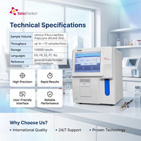 Analyseur d'hématologie automatisé en 3 parties, machine CBC entièrement automatique avec écran tactile pour l'analyse de sang humain et animal