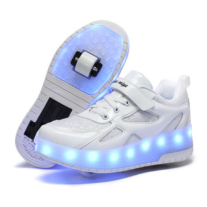 <span class=keywords><strong>Scarpe</strong></span> con Due Ruote Heelby per Adulti e Bambini Ragazzi Ragazze Ruote con Lacci per Camminata Esplosiva Pattini a Rotelle per Studenti Adulti - Product Image 2