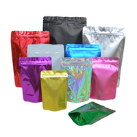 En stock, sacs refermables en mylar et aluminium personnalisés et colorés, sacs plats pour le stockage de thé, de bonbons et d'aliments, avec encoche de déchirure