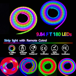 แถบไฟนีออนแอลอีดีแสงเรียบแถบไฟ <span class=keywords><strong>LED</strong></span> RGB แถบนีออนกลางแจ้งกันน้ำ