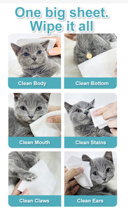 Lingettes humides pour animaux de compagnie chiens chats serviette nettoyage en profondeur toilettage humide non-tissé tissu blanchissant doigt dents yeux larme enlever les taches douces - Product Image 3