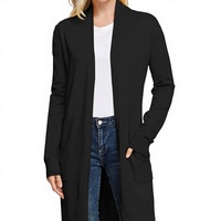 Cardigan long en tricot à boutons sur le devant, polyvalent et tendance pour femmes (personnalisable)