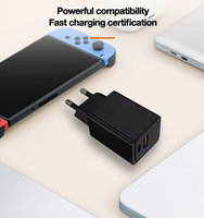Cargador rápido GaN PD3.1 de 45W con puertos duales tipo C de 1/2 "+ tipo C, enchufe de la UE, respetuoso con el medio ambiente para portátiles móviles y dispositivos inteligentes