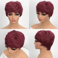 Perruques courtes dentelle HD Perruques en cheveux indiens bouclés coupe Pixie Perruques en cheveux humains à 100%
