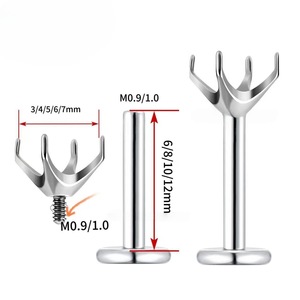 Ensemble de boucles d'oreilles à quatre griffes en acier inoxydable, griffes de 1,2 mm d'épaisseur, base filetée, accessoires de bijoux DIY unisexe - Product Image 3