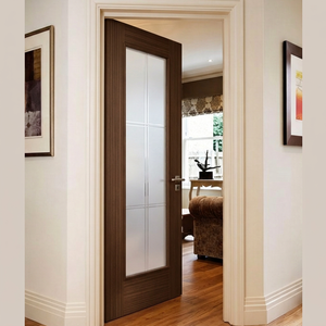 Puerta Interior Moderna de Madera Sólida Golden Aero con Panel de Vidrio Esmerilado para Dormitorio o Apartamento, Superficie Acabada, Apertura Manual GA-01G - Product Image 1