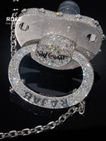 Pendentif biberon en or blanc 9K/10K avec inscription « RAJAB » - Bijoux hip-hop personnalisés pour bébé avec diamants de laboratoire