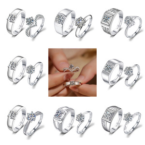 Bagues PFT en Cuivre Style Moissanite, Forme Géométrique, Ouvertes et Ajustables, pour Hommes et Femmes, Idéales pour Demandes en Mariage et Mariages - Product Image 3