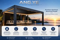 Pergola motorisée à lames orientables avec capteur de pluie et éclairage LED en aluminium pour maison, bureau et espace de travail extérieur OEM