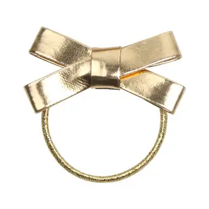 Golden And Silver PU Clip In Hair Extension Crown Shape Cute Hair Clips For Girls Elastic Baby Hair Ties With Bows