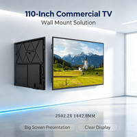Layar Mega 110" 4K UHD Terpasang di Dinding Bingkai Logam Kaca Tempered Android 15 Televisi LED LCD Pintar 110 Inci