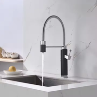 Robinet mitigeur d'évier de cuisine moderne en laiton à levier unique, robinet mitigeur rouge monté sur le pont, noyau de valve en céramique à col flexible à trou unique