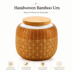 Guci Keramik Anyaman Bambu untuk Anjing/Kucing Kecil-2.7x3.1 Inci Penyegelan Kuat Abu Kremasi Kenang-kenangan Pajangan Rumah - Product Image 1
