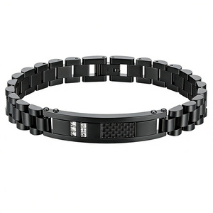 Correa de Reloj de Acero Inoxidable con Fibra de Carbono y Diamantes, 10 mm, Cierre Desplegable, Correa de Joyería de Lujo, Acero Dorado y Negro - Product Image 3