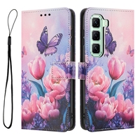 Étui portefeuille en cuir PU motif papillon floral pour Infinix Hot 70 60i 60 Pro Plus 4G Smart 20 NOTE Edge 5G 10 Plus avec support et rabat