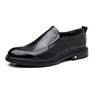 Chaussures en cuir pour hommes printemps 2026, style britannique, décontractées et habillées pour le travail, noires, à enfiler, en cuir véritable - Product Image 1