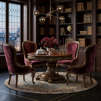 Luxuriöses Klassisches Esszimmer-Set mit Samtbezogenen Stühlen für Villa, Restaurant & Hotel FF&E-Projekte
