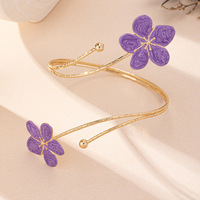 Bracelet de bras ajustable en forme irrégulière, style bohème, en métal coloré avec fleurs, pour femmes - Vente chaude