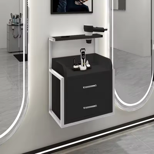 Minimalist <b>Wall</b> Mounted Salon <b>Storage</b> Cabinet With Dual Drawers And Hair Dryer Rack For Bathroom Use - Product Image 2