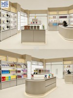 Comptoir de magasin personnalisé de luxe moderne en MDF avec LED, écologique et durable, couleur personnalisée pour vitrine promotionnelle de centre commercial, marque MEISHI