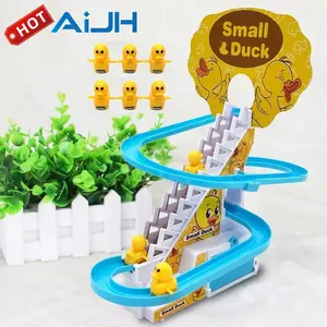 AiJH Piste de toboggan électrique Petit canard Jouets éducatifs avec 6 fentes pour canards Piste de toboggan de course en plastique Petit canard Set