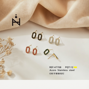 Orecchini a forma di O in acciaio inossidabile, gioielli alla moda per donna, accessori. - Product Image 3