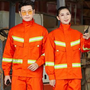 ชุดยูนิฟอร์มทำงานสะท้อนแสงสำหรับผู้ชาย สีน้ำเงิน ผลิตจากผ้าโพลีเอสเตอร์ผสมฝ้าย พร้อมแถบสะท้อนแสง สำหรับงานกลางแจ้ง - Product Image 4