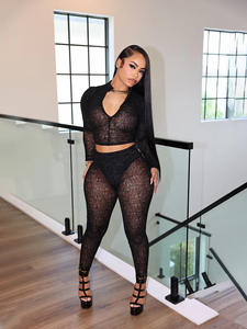 FloralCharm 春季新款休闲拉链长袖上衣长裤性感两件套女式 - Product Image 2