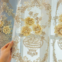 Rideaux occultants brodés à la française, motif floral 3D damassé, à œillets dorés, pour salon et chambre, vente en gros, sur mesure, direct fabricant