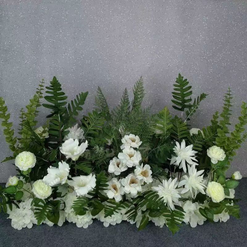 White and green striped floral pattern-style b-1m