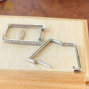 Geometric <b>Square</b> Minimalist <b>Earrings</b> 10k Gold VVS Lab Grown <b>Diamond</b> Women Girls Hoop <b>Earrings</b> IGI Certified Fine Jewelry Gifts - Product Image 2