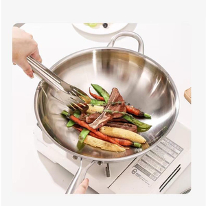 5 lớp không tráng thực phẩm lành mạnh lớp đôi xử lý Fry chảo Chảo Tương thích tất cả các cooktops không dính 316 Chảo thép không gỉ PAN - Product Image 5