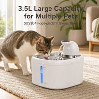 Fontaine à eau pour animaux de compagnie ChongxinIOT 3,5 L en acier inoxydable SUS304 avec LED, anti-brûlure à sec, distributeur d'eau automatique pour chats et chiens
