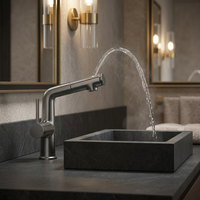 Robinet de lavabo de salle de bain extractible en or brossé, 3 modes de jet, mitigeur monocommande eau chaude et froide, robinet de lavabo moderne