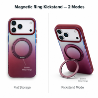 Étui IMD à dégradé de couleurs pour iPhone 15 Pro Max avec support magnétique rotatif, antichoc, anti-lumière bleue, personnalisable avec étiquette blanche