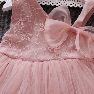 Vestidos Casuales de Verano para Niñas, Estilo Princesa, Ropa de Bebé con Decoración de Encaje, Estampado Sólido - Product Image 5