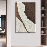 Peinture à l'huile abstraite texturée peinte à la main, art mural minimaliste brun et blanc pour la décoration intérieure