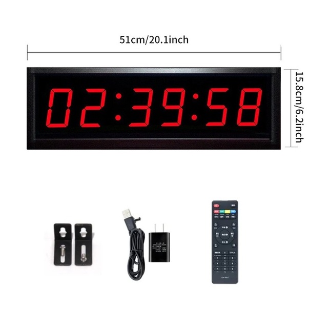 ZX Small Size 6 Digits LED Single Display Remote Control Multifunctional Digital Countdown/Up Timer Stopwatch Table Wall Clock