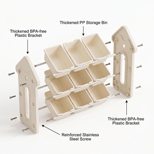 Étagère <span class=keywords><strong>de</strong></span> <span class=keywords><strong>rangement</strong></span> en forme <span class=keywords><strong>de</strong></span> <span class=keywords><strong>maison</strong></span> pour enfants, 9 compartiments, grande capacité, support épaissi pour chambre, salle <span class=keywords><strong>de</strong></span> classe, crèche - Product Image 5
