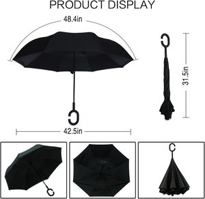 <span class=keywords><strong>Parapluie</strong></span> coupe-<span class=keywords><strong>vent</strong></span> avec protection UV, poignée en C, double couche, résistant au <span class=keywords><strong>vent</strong></span> fort, résistance aux UV, <span class=keywords><strong>parapluie</strong></span> inversé - Product Image 6